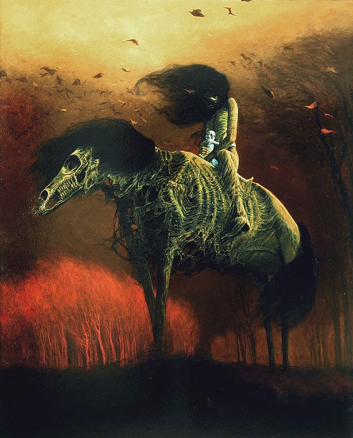 Zdzisław Beksiński, произведение на изкуството, тъмно, терор, HD тапет, тапет за телефон