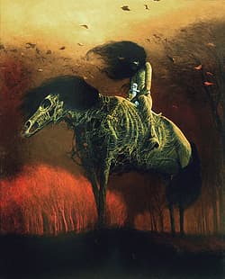 Zdzisław Beksiński, grafika, mroczny, Terror, Tapety HD HD wallpaper