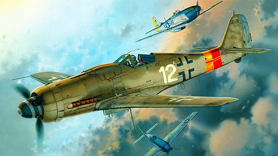 제 2 차 세계 대전, fw 190, Focke-Wulf, 루프트 바페, 독일, 비행기, 군사, 항공기, 군용 항공기, 북미 P-51 머스탱, HD 배경 화면 HD wallpaper