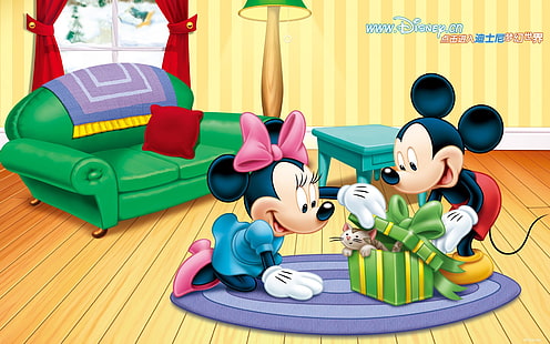 Mickey dan Minnie dan hewan peliharaan, ilustrasi mickey dan minnie mouse, Mickey, Minnie, Disney, Wallpaper HD HD wallpaper