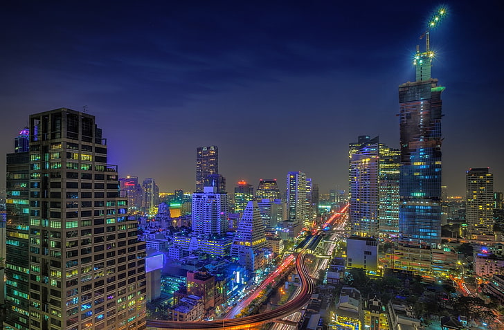Landscape, night, the city, lights, building, beauty, Thailand, Bangkok, HD  wallpaper | Wallpaperbetter