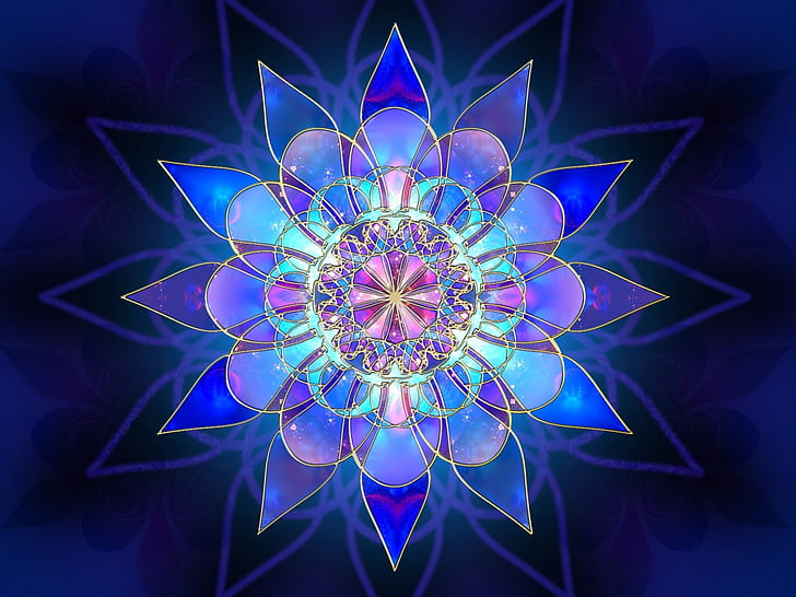 fractal, pattern, flower, petals, form, HD wallpaper