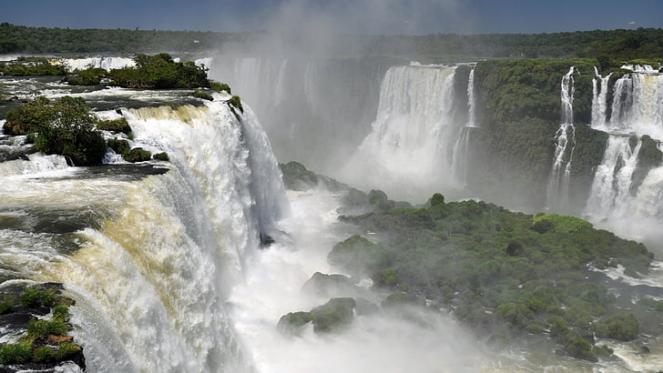 cascate bianche, natura, paesaggio, cascata, fiume, cascate di Iguazu, Sfondo HD