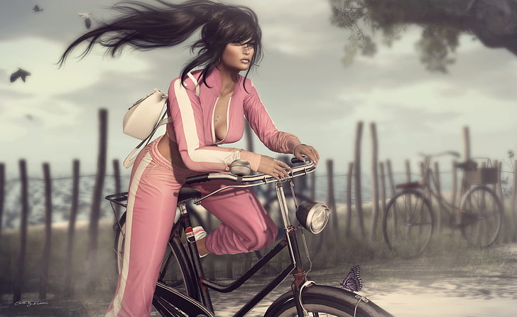 Summer, girl, bike, face, style, the wind, hair, HD wallpaper |  Wallpaperbetter