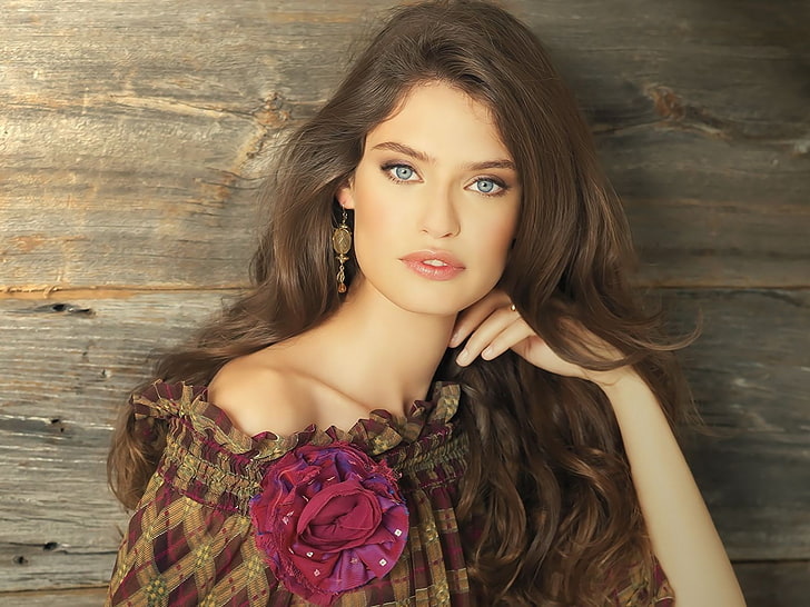 Bianca Balti, blue eyes, brunette, Long Hair, women, HD wallpaper