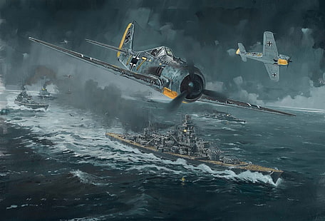 طائرة مقاتلة زرقاء ، الحرب العالمية الثانية ، fw 190 ، Focke-Wulf ، Luftwaffe ، ألمانيا ، طائرة ، عسكرية ، طائرة ، طائرة عسكرية ، سفينة حربية، خلفية HD HD wallpaper