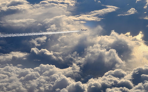 비행기 비행기 구름 스카이 HD, 비행기;회색 구름, 자연, 구름, 하늘, 비행기, 비행기, HD 배경 화면 HD wallpaper