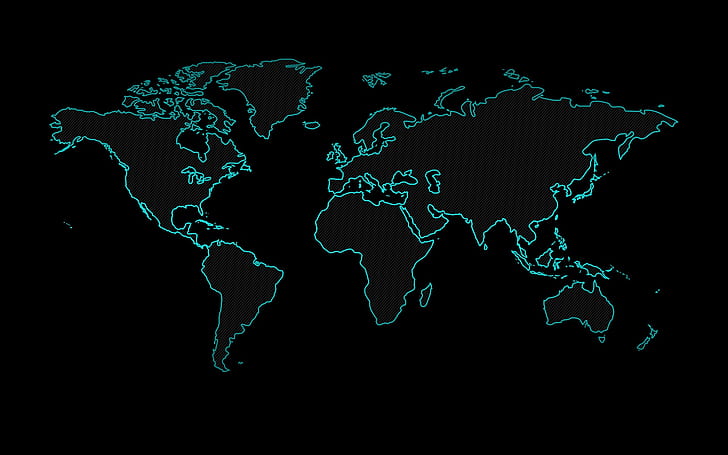  Tierra, el mundo, fondo negro, mapa mundial, el continente, Fondo de pantalla HD