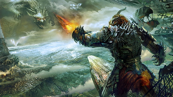 Guild Wars 2 Gioco online, Guild Wars 2, Guild Wars, videogiochi, fantasy art, concept art, drago, Sfondo HD HD wallpaper