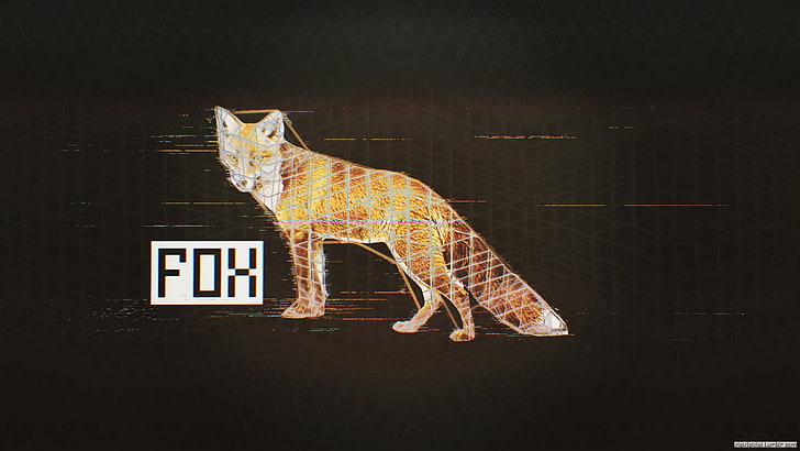 Fox цифровые обои, Glitch Art, лиса, черный, аннотация, HD обои