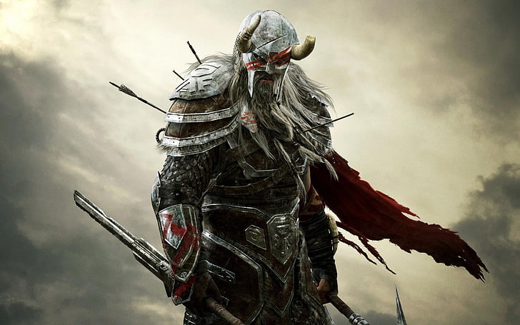 Papel de parede de Nord Elder Scrolls, videogame, The Elder Scrolls Online, The Elder Scrolls, arte de fantasia, guerreiro, HD papel de parede