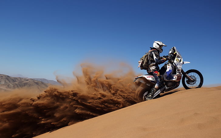 piasek, pustynia, motocykl, rajd, Dakar, Tapety HD