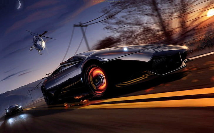 Need For Speed, chase, need for speed, cars, game, helicopter, games, HD wallpaper