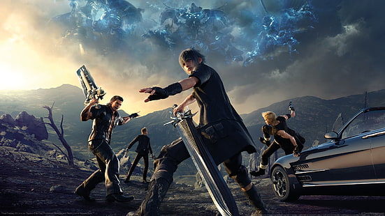 Tapeta mężczyzna trzymający miecz, Final Fantasy XV, Gamer, Ignis, Noctis, Prompto, Gladiolus, Final Fantasy, Tapety HD HD wallpaper