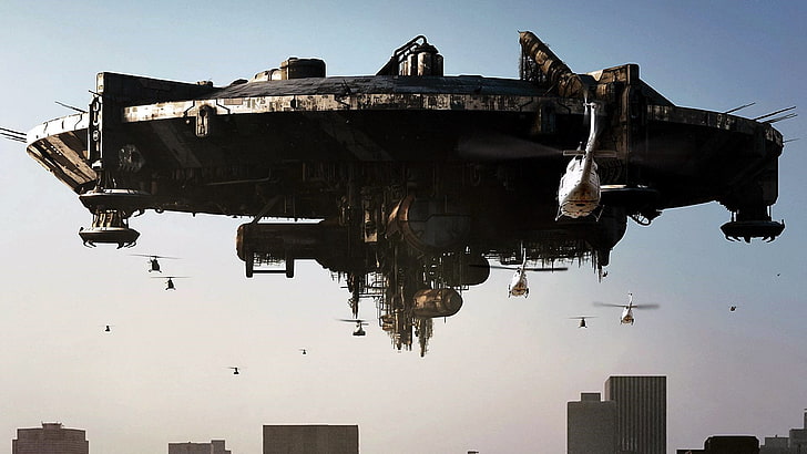 gray space ship, District 9, movies, UFO, HD wallpaper