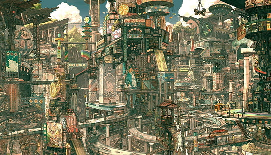 Imperial Boy, futuristisk stad, konstverk, teckning, stadsbild, anime, HD tapet HD wallpaper