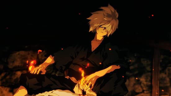 지옥의 낙원: Jigokuraku, 불, gabimaru, 애니메이션 스크린샷, HD 배경 화면 HD wallpaper