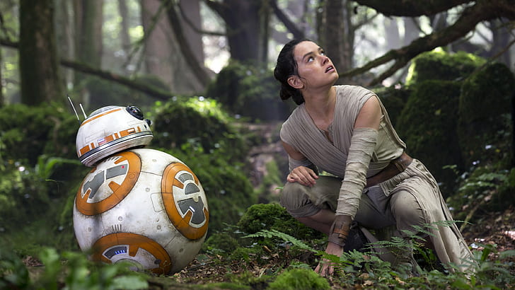 Star Wars, Star Wars: The Force Awakens, Daisy Ridley, BB-8, film, Sfondo HD