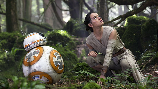 Star Wars, Star Wars: The Force Awakens, Daisy Ridley, BB-8, películas, Fondo de pantalla HD HD wallpaper
