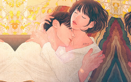 amor, casal, arte, ilustração, anime, HD papel de parede HD wallpaper