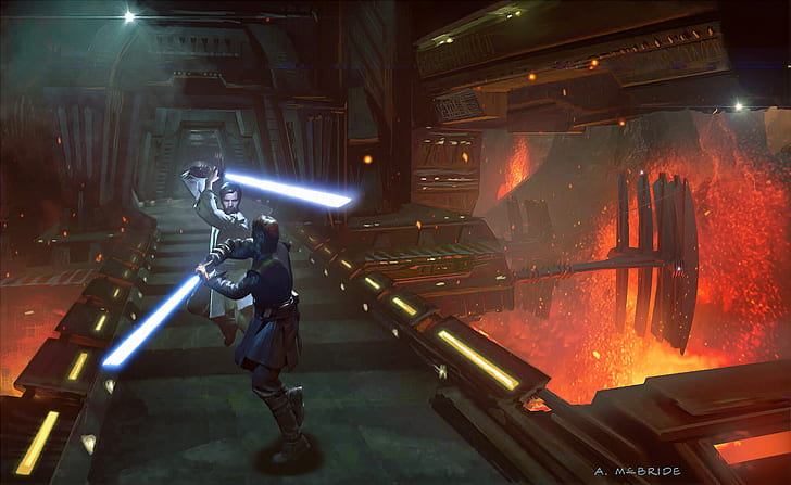 Guerra nas Estrelas, Anakin Skywalker, Obi-Wan Kenobi, Guerra nas Estrelas Episódio III: A Vingança dos Sith, HD papel de parede
