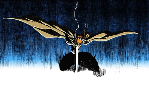 carta da parati illustrazione personaggio anime, candeggina, spada, Kurosaki Ichigo, anime, bankai, Sfondo HD HD wallpaper