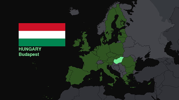 المجر ، خريطة ، العلم ، أوروبا، خلفية HD