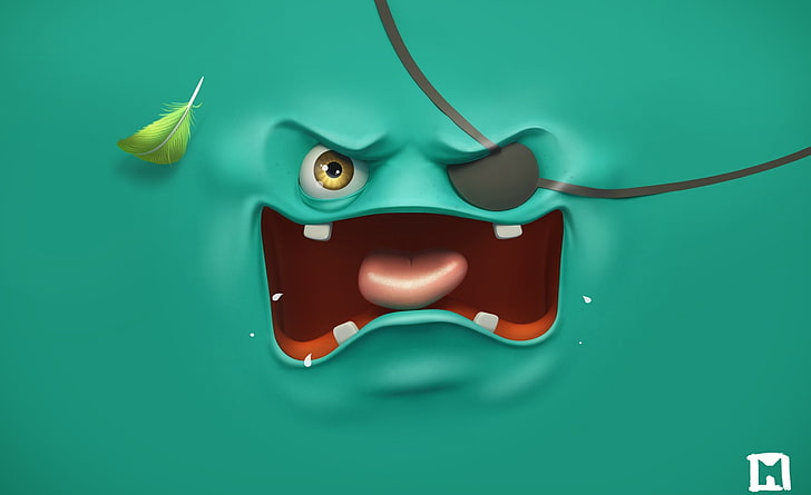 Angry, pirate cartoon character wallpaper, Funny, monster, angry, mad, HD wallpaper