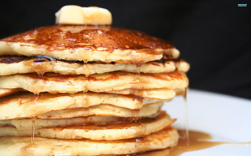pancakes, Butter, Syrup, food, HD wallpaper HD wallpaper