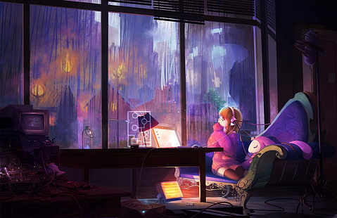 anime, Zimmer, Anime-Mädchen, HD-Hintergrundbild HD wallpaper