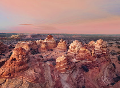 brown rock formations, sunset  brown, formations, Cottonwood COve, Coyote Buttes, South, Vermilion Cliffs National Monument, Nikon D800E, Arizona, desert, nature, landscape, uSA, scenics, sandstone, utah, geology, rock - Object, eroded, canyon, red, HD wallpaper HD wallpaper