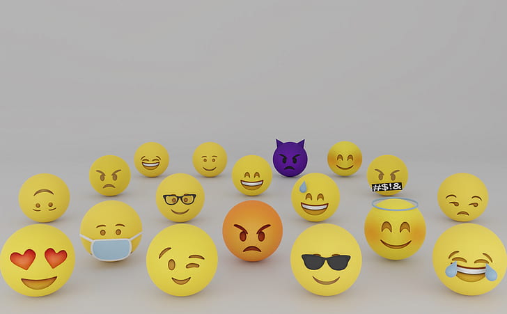 Emojis ، مضحك ، الخلفية ، الوجوه ، الوجوه الضاحكة ، الرموز التعبيرية، خلفية HD