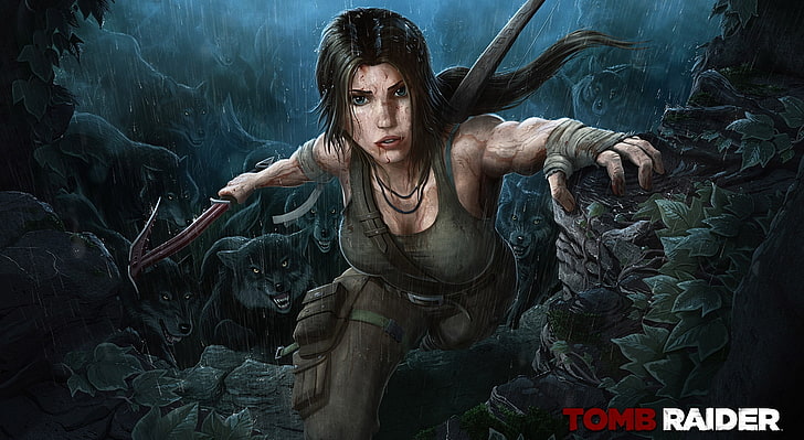 Tomb Raider 2013 Wolves, Tomb Raider illustration, Games, Tomb Raider, lara croft, concept art, HD wallpaper
