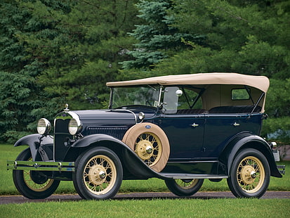1930, 35b, 4-drzwiowy, Ford, Model A, Phaeton, Retro, Tapety HD HD wallpaper