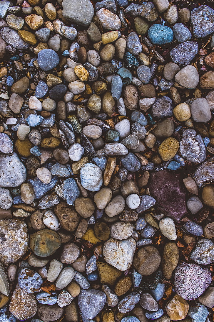 Kieselsteine ​​in verschiedenen Farben, Steine, Meer, Kieselsteine, Formen, HD-Hintergrundbild, Handy-Hintergrundbild