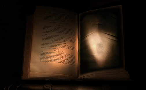 Проклятая книга, книжная страница, винтаж, темнота, книга, чтение, печаль, HD обои HD wallpaper