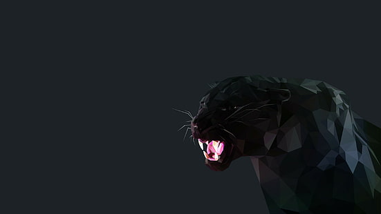 кот, низкополигональная, черная пантера, HD обои HD wallpaper