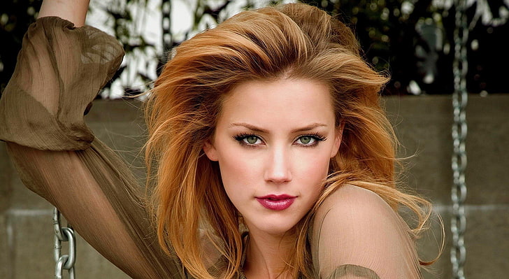 Amber Heard Pretty Face, beige Damen-Langarmshirt, Movies, Others, Amber Heard, HD-Hintergrundbild