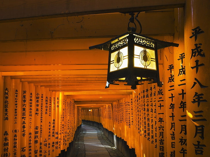fushimi, inari, japan, kyoto, lanterns, shrine, HD wallpaper