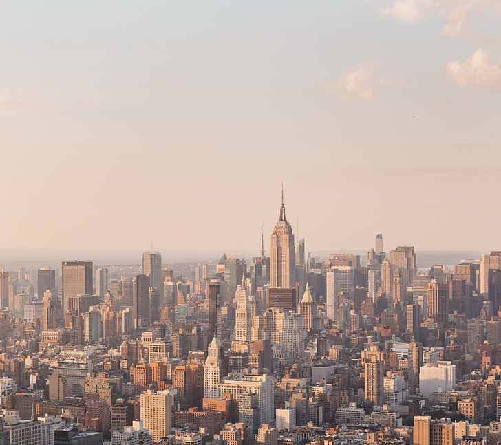갈색과 흰색 콘크리트 건물, 도시 풍경, 뉴욕시, 건물, HD 배경 화면