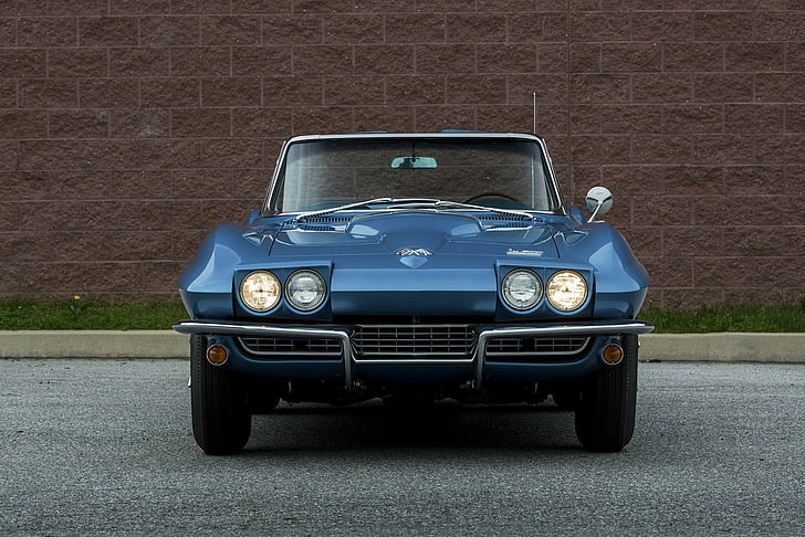 (c2), 1966, blue, cars, chevrolet, classic, convertible, corvette, l72, ray, sting, HD wallpaper