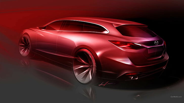 Mazda 6, Мазда, цифровое искусство, автомобиль, автомобиль, HD обои