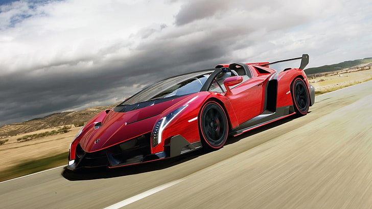 röd Lamborghini Veneno, bil, Lamborghini, Lamborghini Veneno, Veneno, röda bilar, fordon, Lamborghini Veneno Roadster, HD tapet