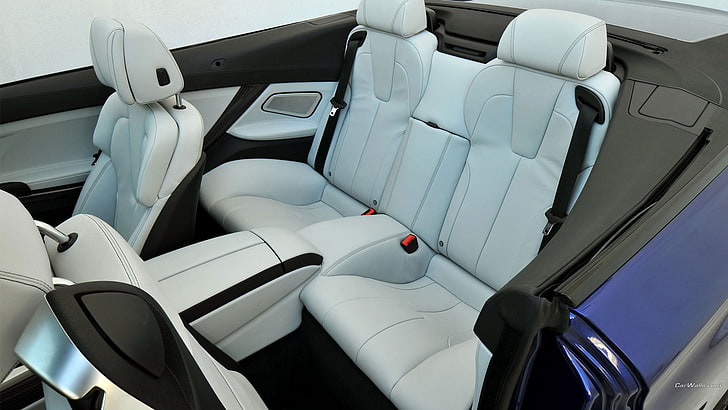 бели кожени столчета за кола, BMW M6, кабриолет, BMW, интериор на автомобил, кола, превозно средство, HD тапет