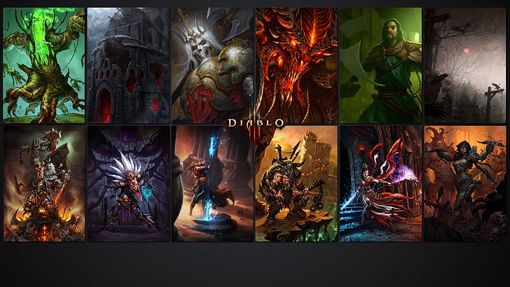 Diablo, Diablo III, Barbarian (Diablo III), Demon Hunter (Diablo III), Monk (Diablo III), Video Game, Witch Doctor (Diablo III), Wizard (Diablo III), HD wallpaper