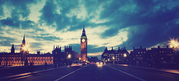 Биг Бен, Вестминстерский Лондон, Лондон, город, фотография, Биг Бен, фильтр, огни, небо, HD обои HD wallpaper