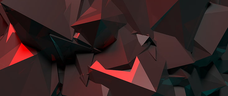 wallpaper geometris merah dan hitam, abstrak, kristal, Wallpaper HD HD wallpaper