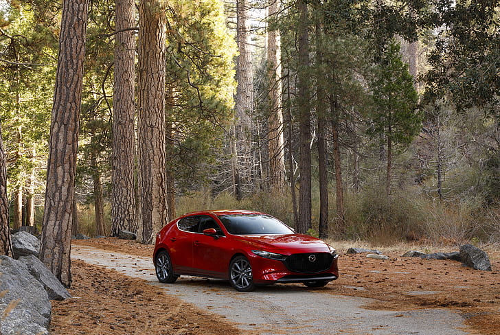 Mazda, Mazda 3, bil, kompakt bil, röd bil, fordon, HD tapet