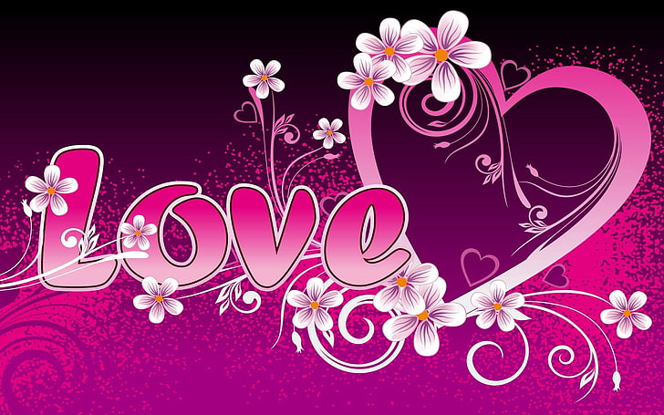 pink and white floral Love wallpaper, love, pink, inscription, recognition, HD wallpaper