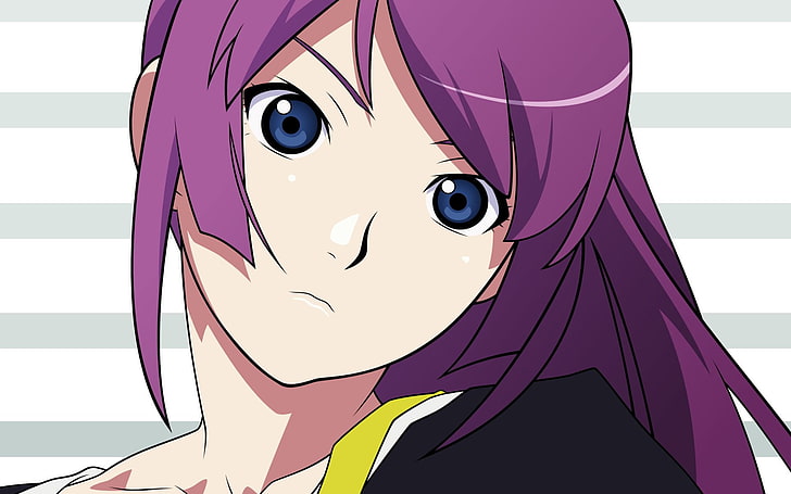 Anime, Monogatari (seria), Bakemonogatari, Hitagi Senjōgahara, Monogatari Series: Second Season, Purple Hair, Tapety HD